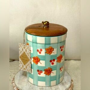 Ceramic Jar with Wooden Lid and Leaf Design made in India fall checked viral